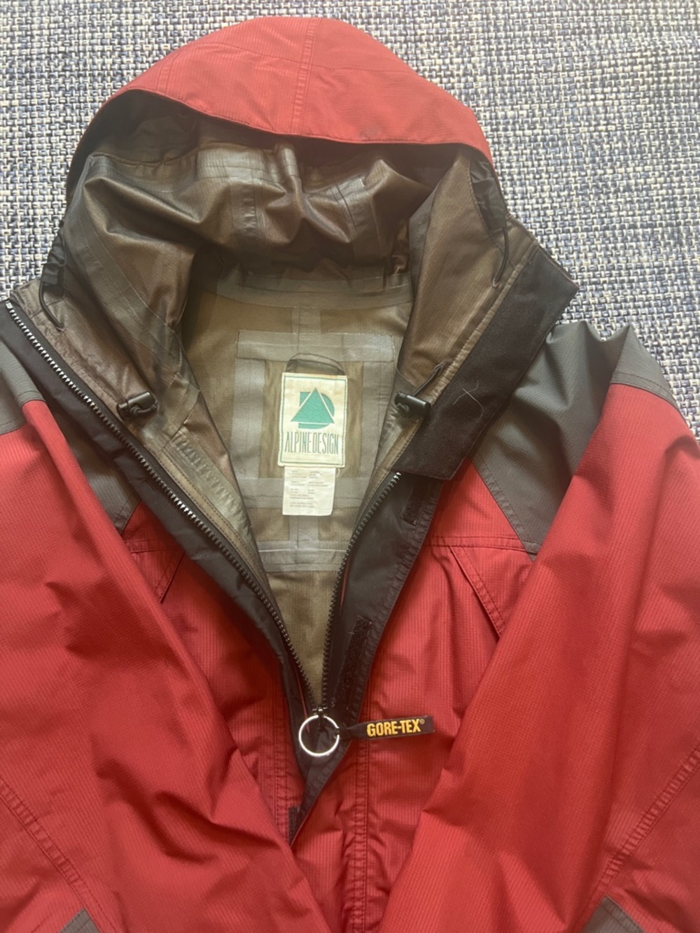 Alpine Design Men's Red and Black Hooded Gore-Tex Raincoat